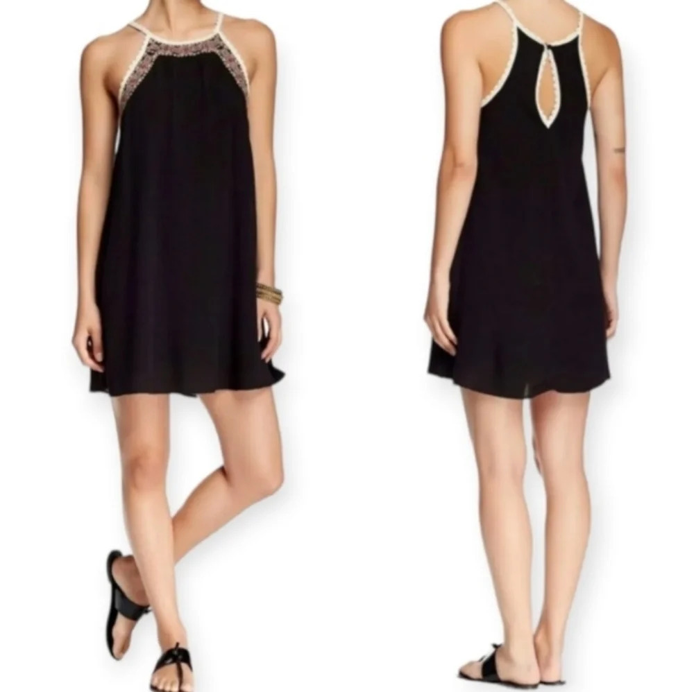 House of Harlow 1960 June Gauzey Summer Mini Dress Embroidery & Lace Large